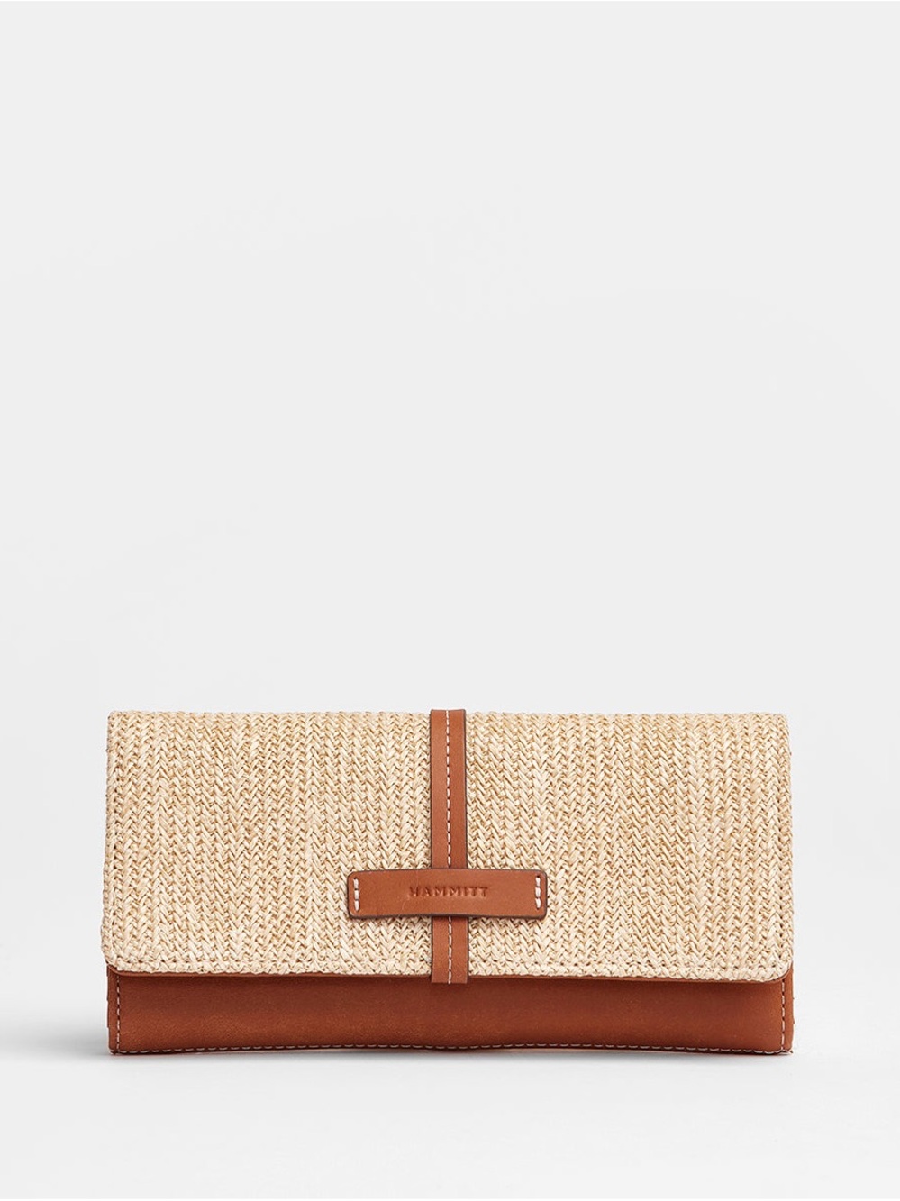 Hammitt Benjamin Wallet Slim | Saddle Raffia/Bronze NWT